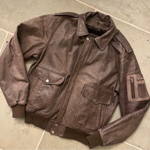 Genuine Leather A-2 Flight Jacket Brown Biker Retro From Hong Kong Custom Size M